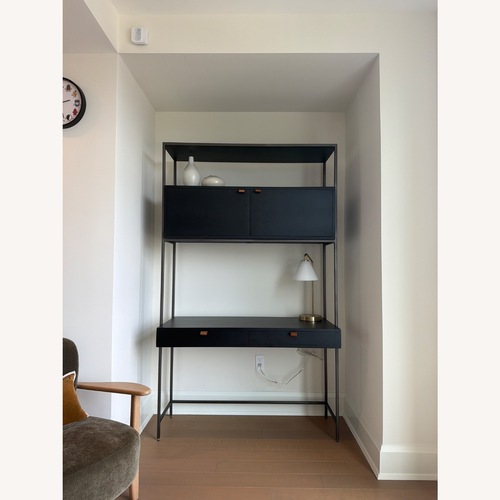 Used Four Hands Trey Modular Wall Desk Black Wash Poplar for sale on AptDeco