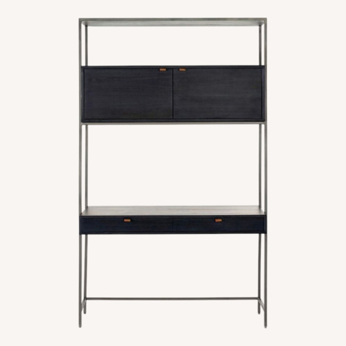 Used Four Hands Trey Modular Wall Desk Black Wash Poplar for sale on AptDeco