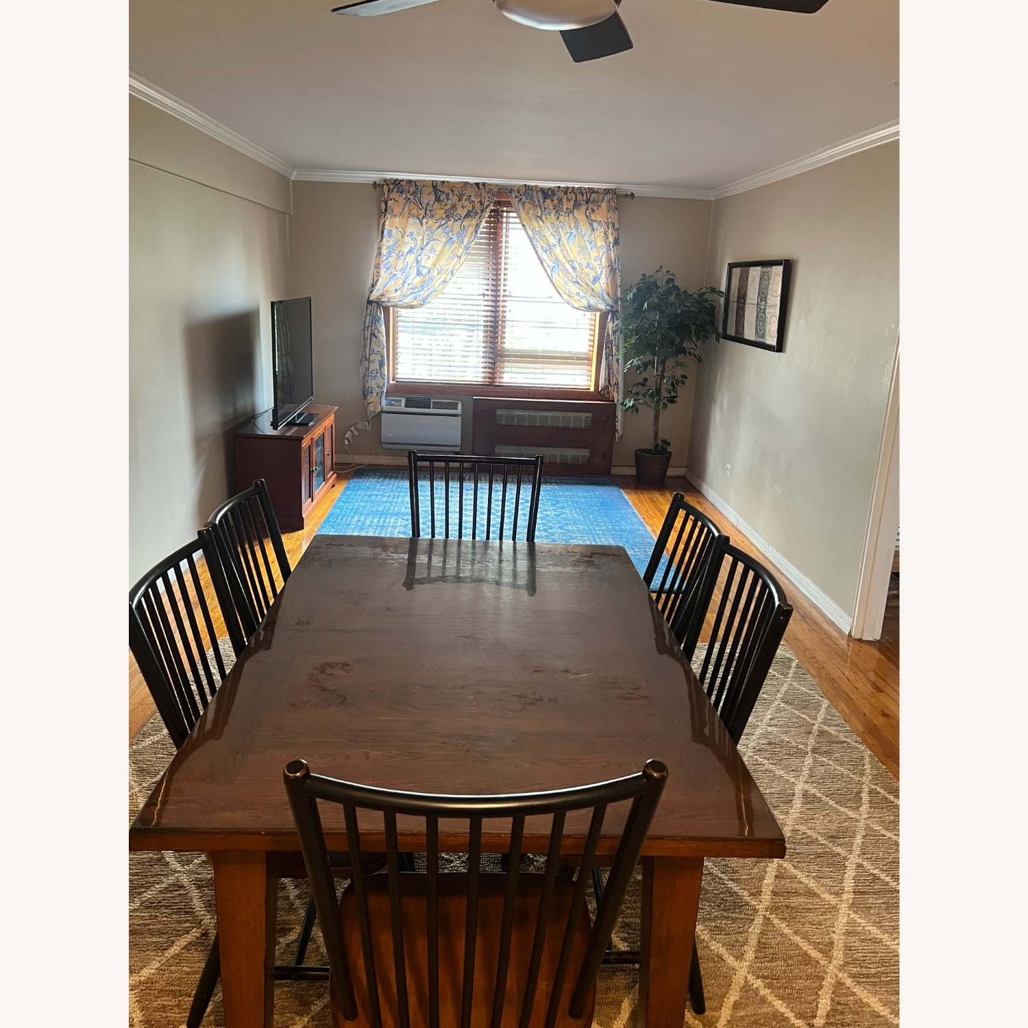 Dark Brown Wood Dining Table with 6 Chairs - image-2