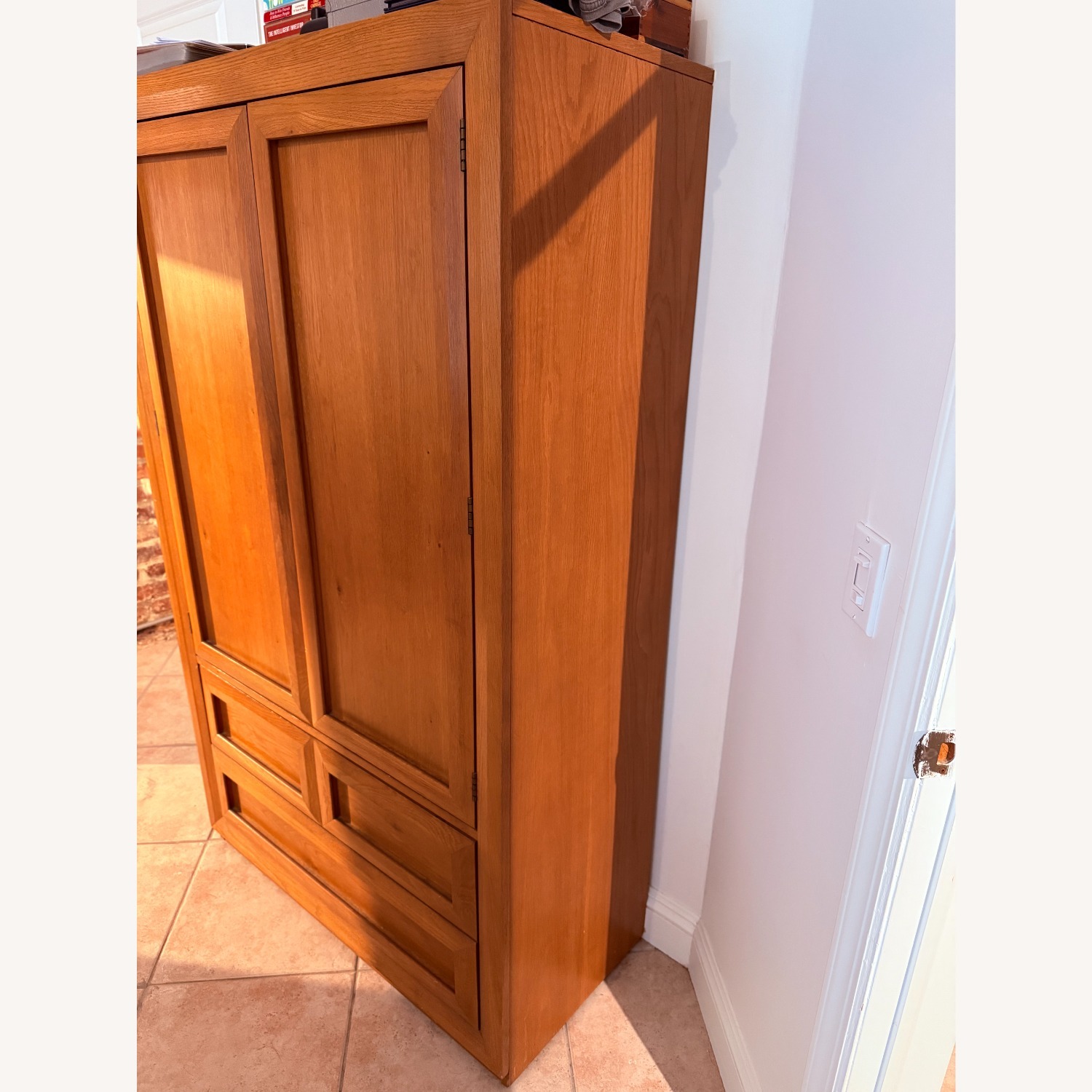 Vintage Solid Oak Armoire Wardrobe - image-6