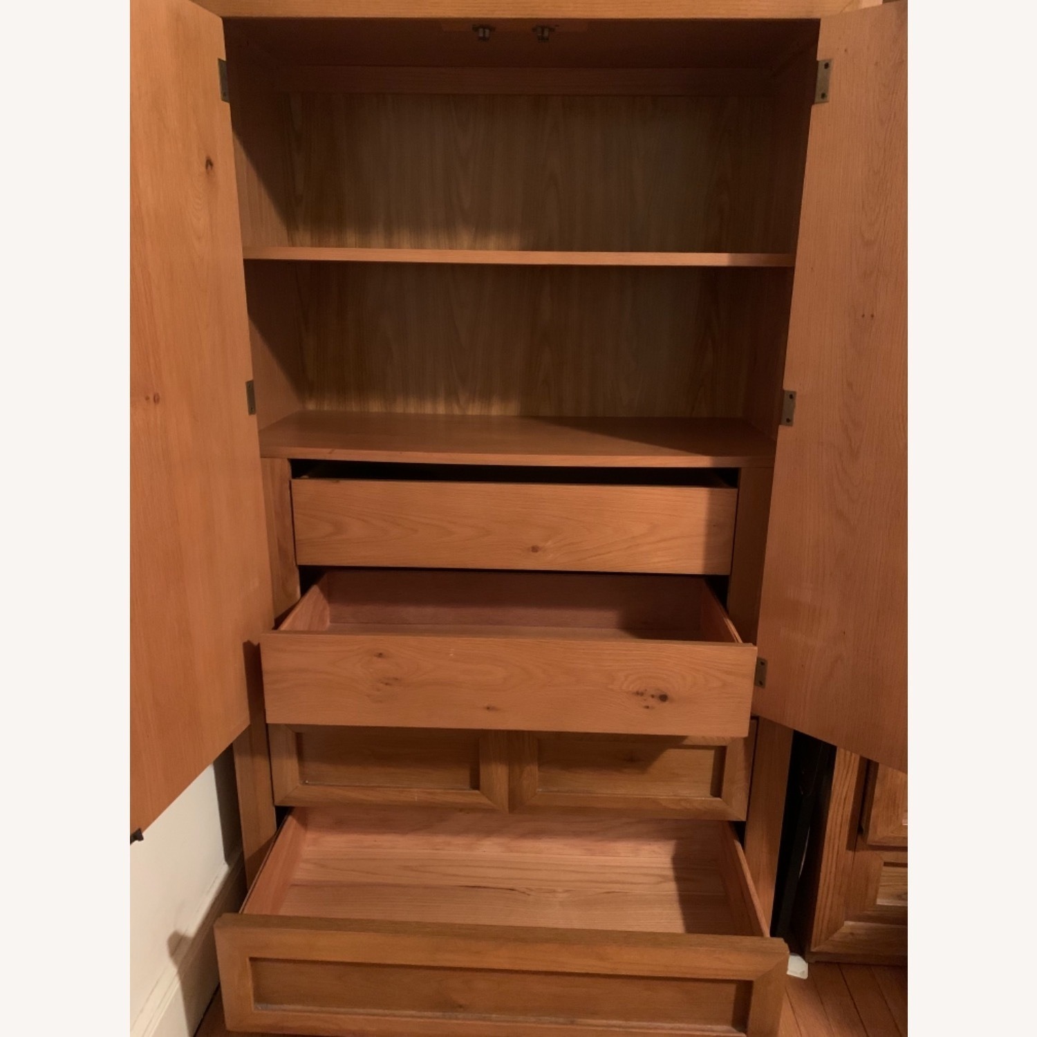Vintage Solid Oak Armoire Wardrobe - image-9