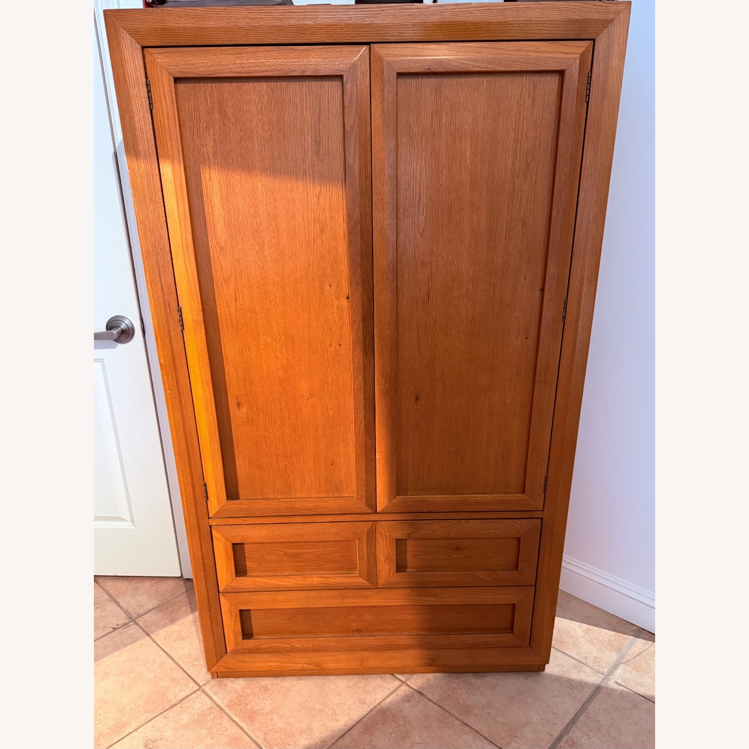 Vintage Solid Oak Armoire Wardrobe - image-5