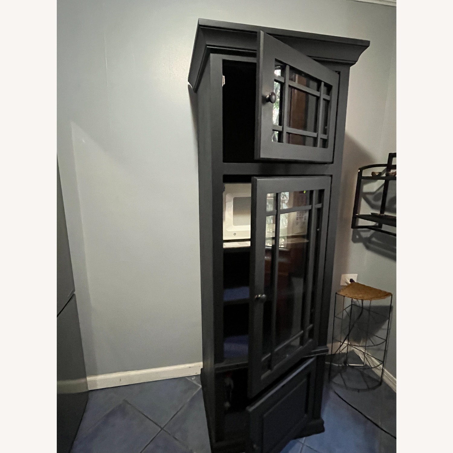 Vintage/Antique Black Wood Armoire - image-2