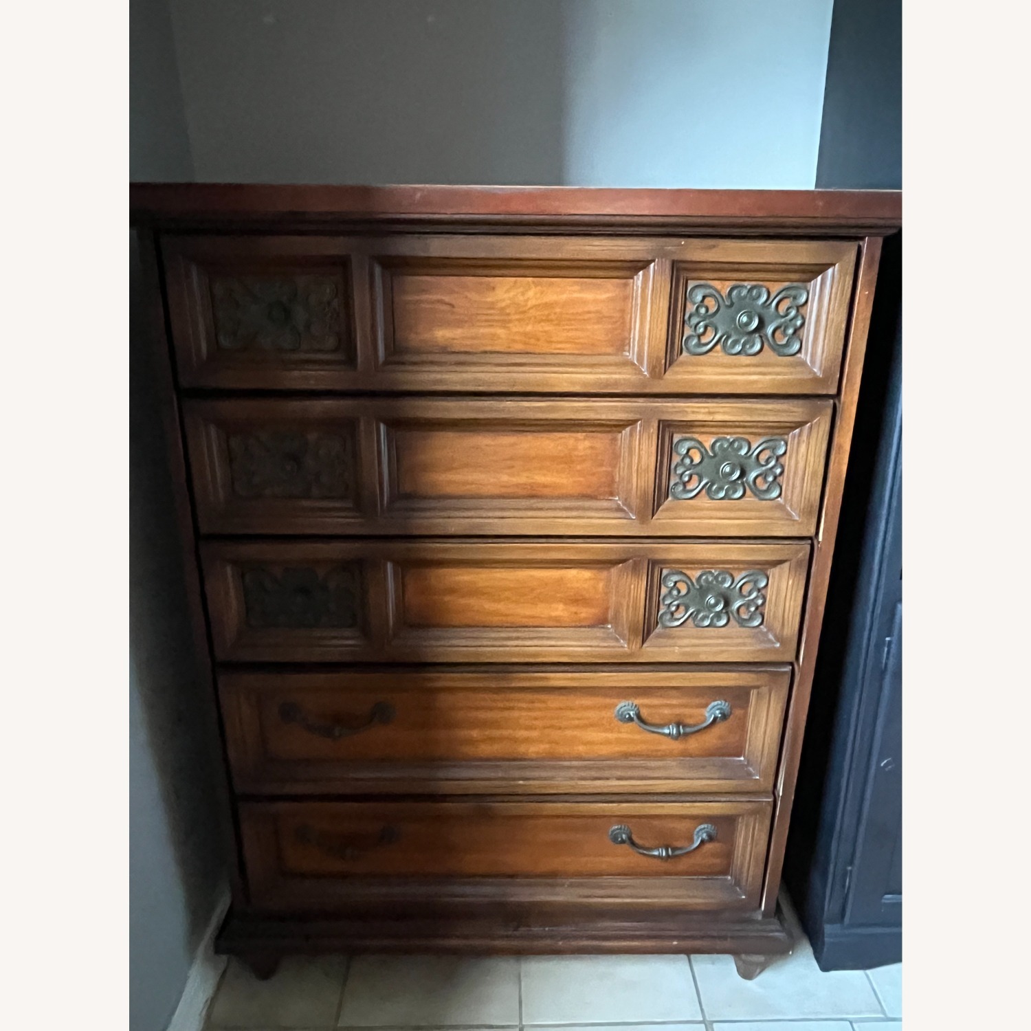 Vintage/Antique Dark Brown Wood Dresser - image-2