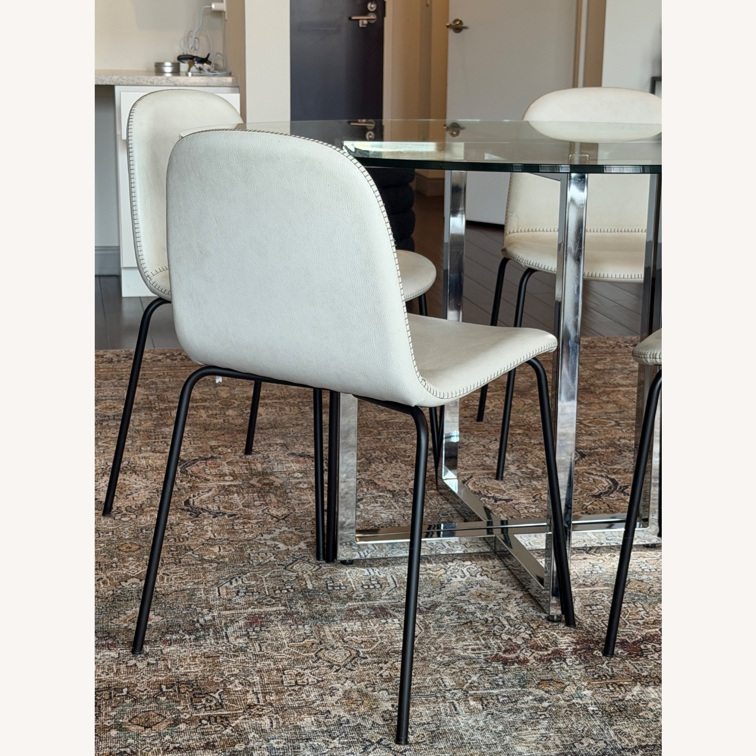CB2 Primitivo White Faux Leather Dining Chairs - image-4