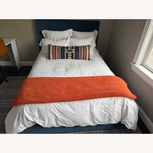 Used Room & Board Blue Fabric Full Bed for sale on AptDeco