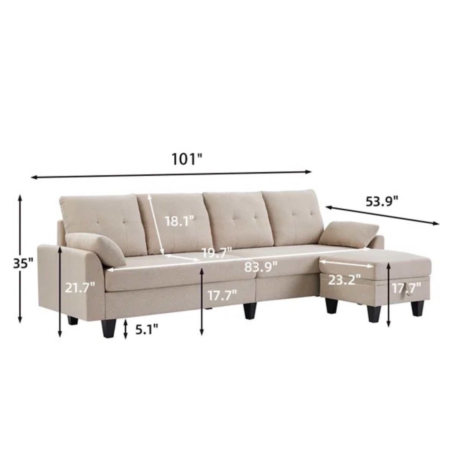 Wayfair Sectional W Storage Ottoman  - image-4