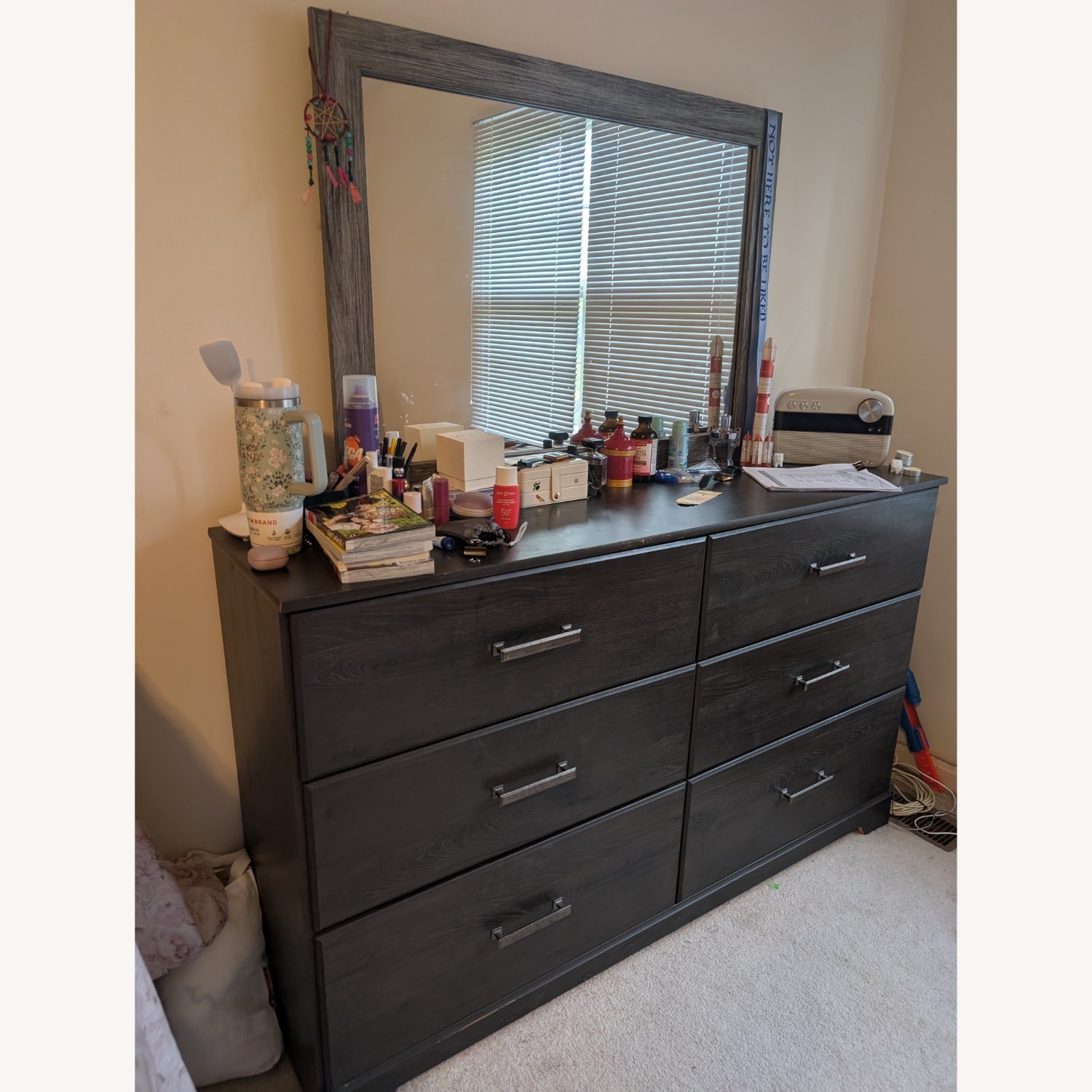 Ashley Hollymount Dark Brown Wood Floor Mirror - image-3