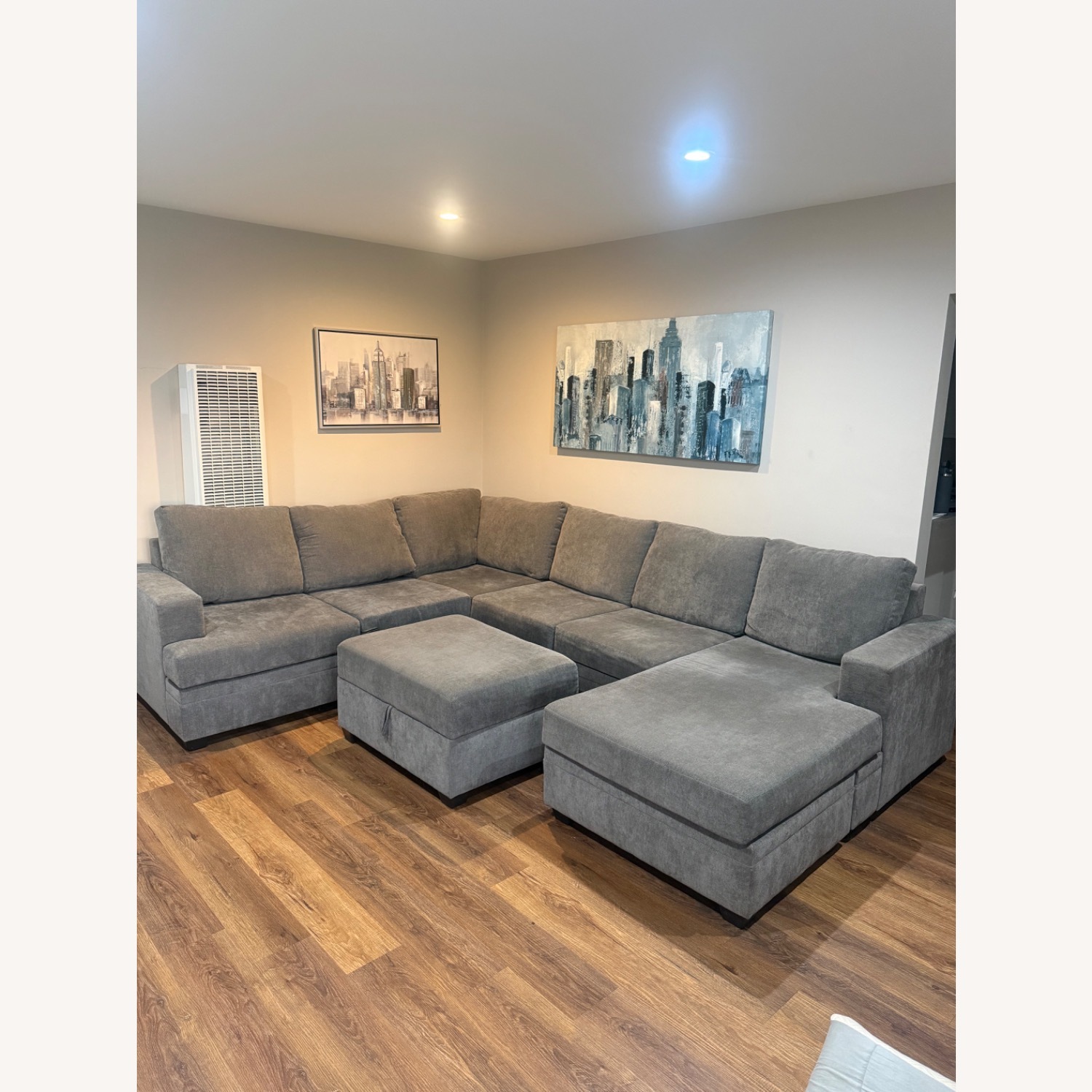 Living Spaces Light Gray Fabric 2 Piece Sectional - image-1