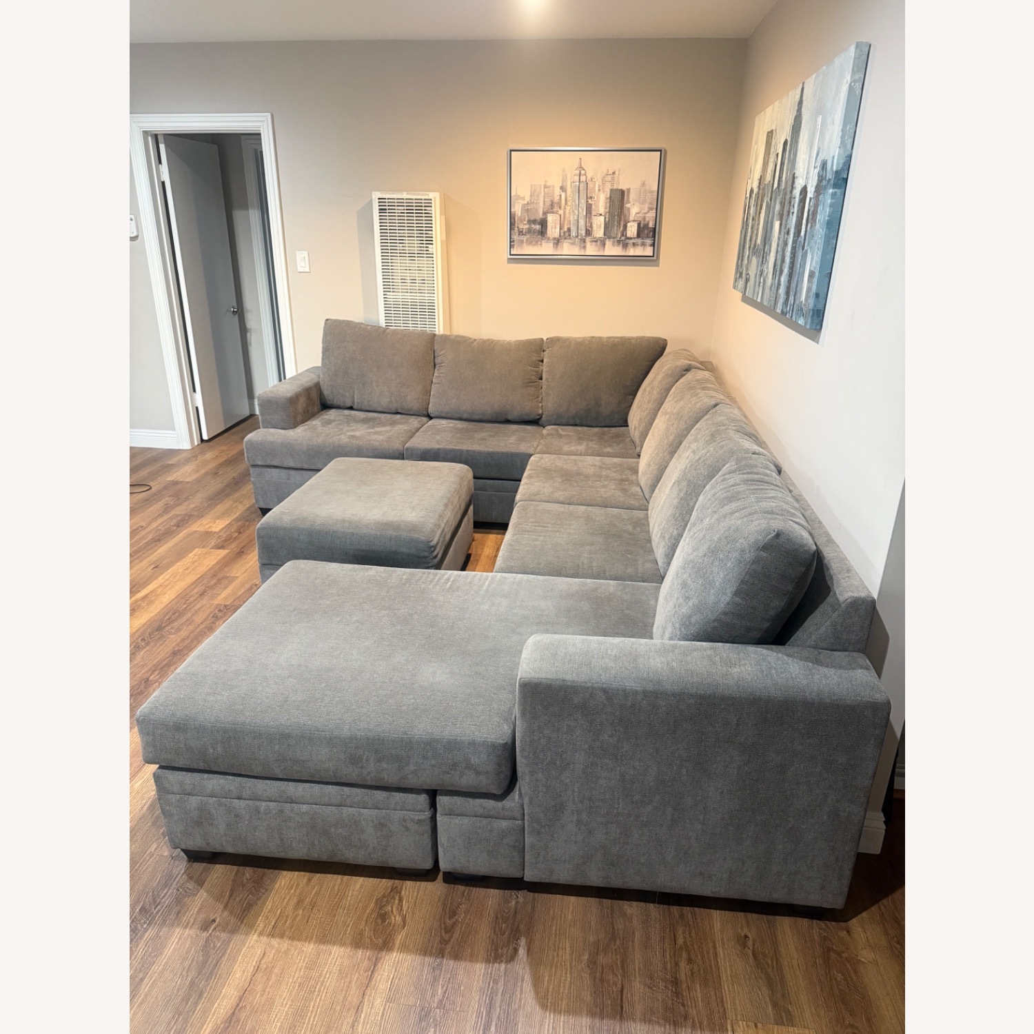 Living Spaces Light Gray Fabric 2 Piece Sectional - image-3