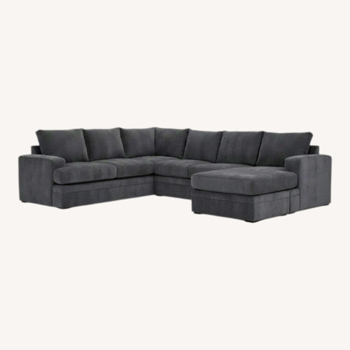 Used Living Spaces Light Gray Fabric 2 Piece Sectional for sale on AptDeco