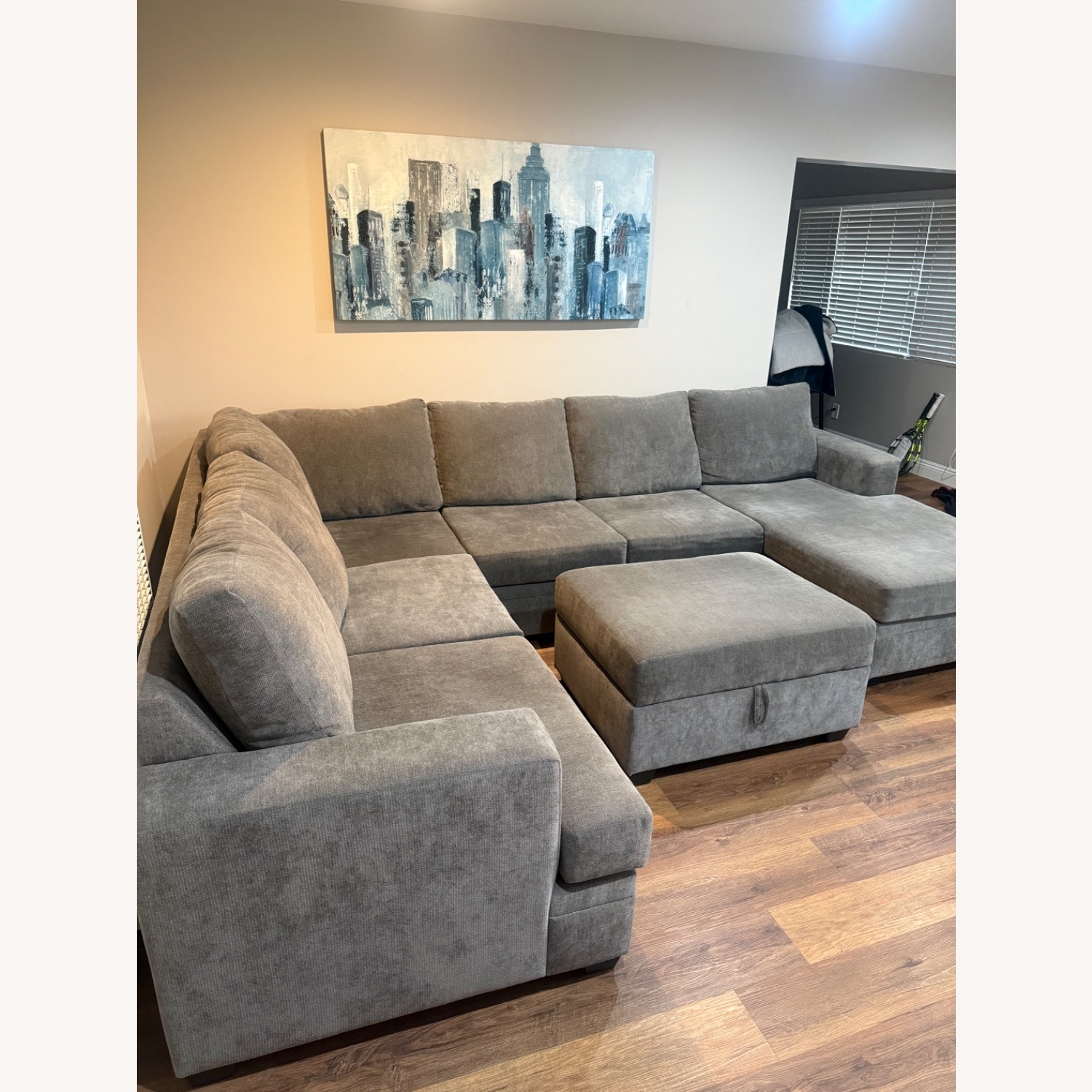 Living Spaces Light Gray Fabric 2 Piece Sectional - image-2