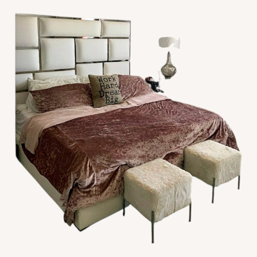 Used King Size Faux Leather Bedframe for sale on AptDeco