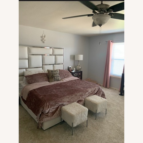 Used King Size Faux Leather Bedframe for sale on AptDeco