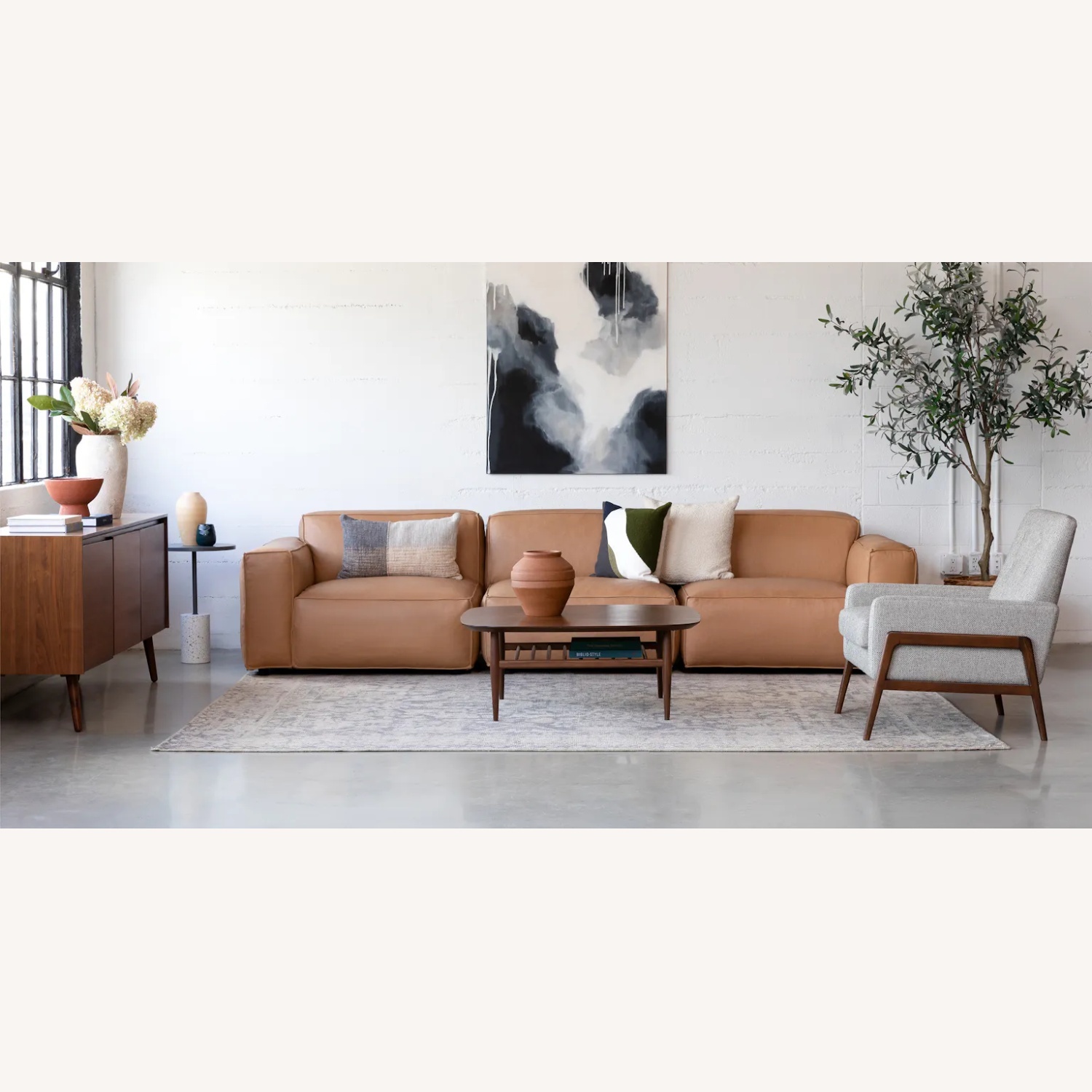 Article Solae Light Brown Leather 3+ Piece Sectional - image-4