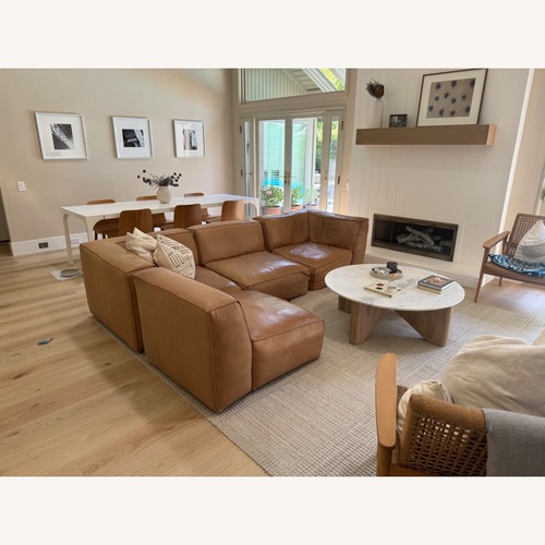 Used Article Solae Light Brown Leather 3+ Piece Sectional for sale on AptDeco