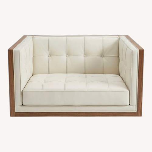 Used Box Chair - White With Walnut Sides for sale on AptDeco