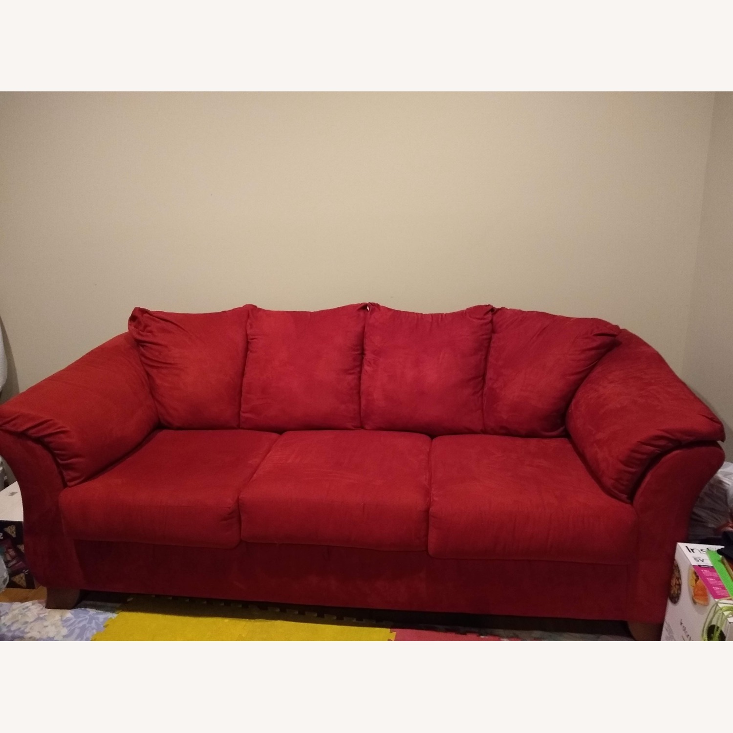 Ashley Furniture Red Fabric 3+ Seater Sofa - image-1