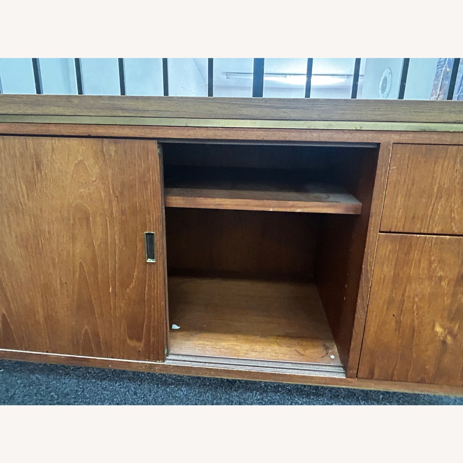 Alma Mid Century Walnut and Brass File Credenza - image-6