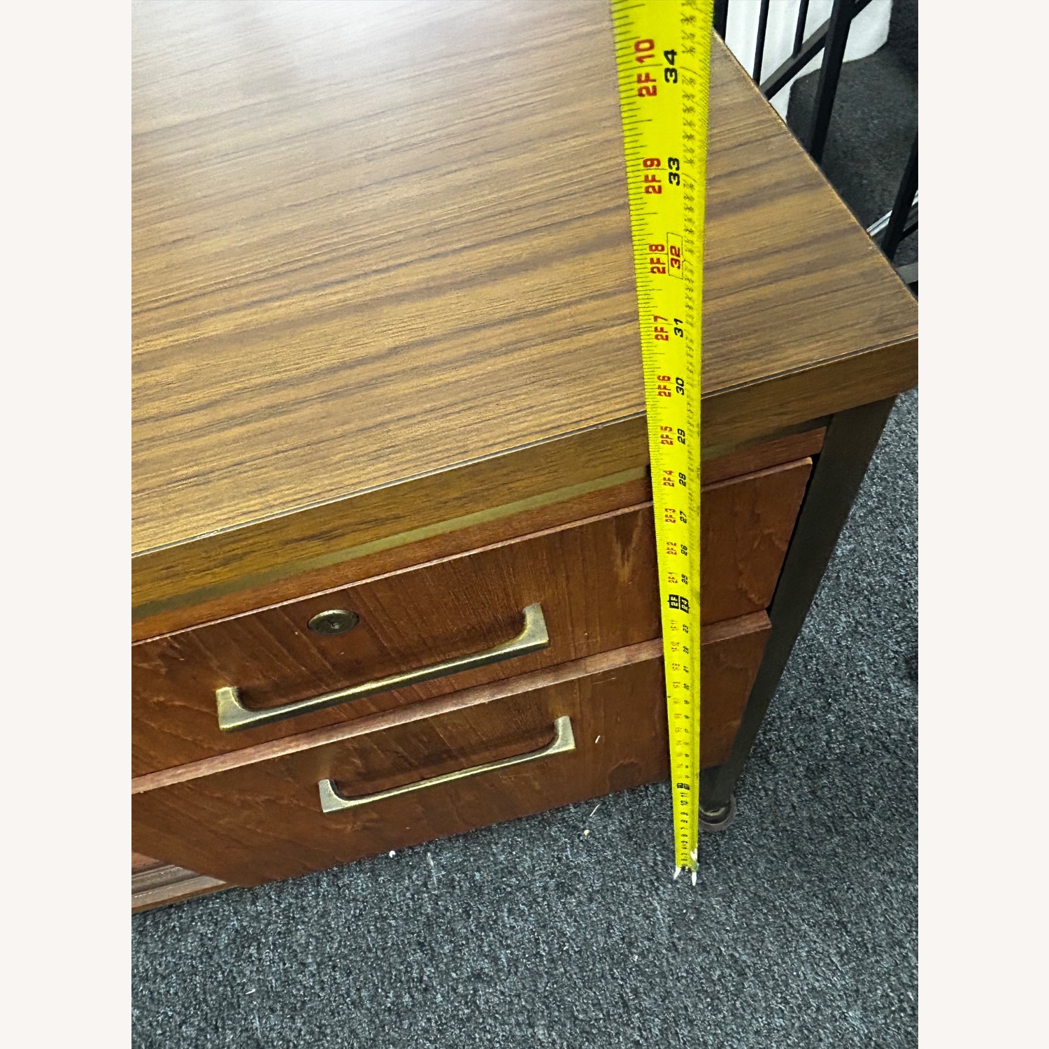 Alma Mid Century Walnut and Brass File Credenza - image-10