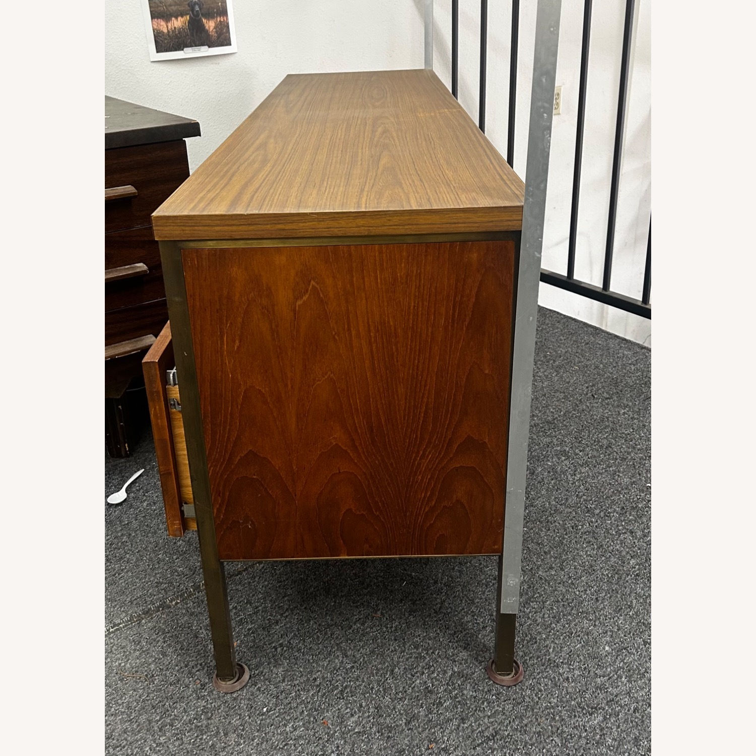 Alma Mid Century Walnut and Brass File Credenza - image-4