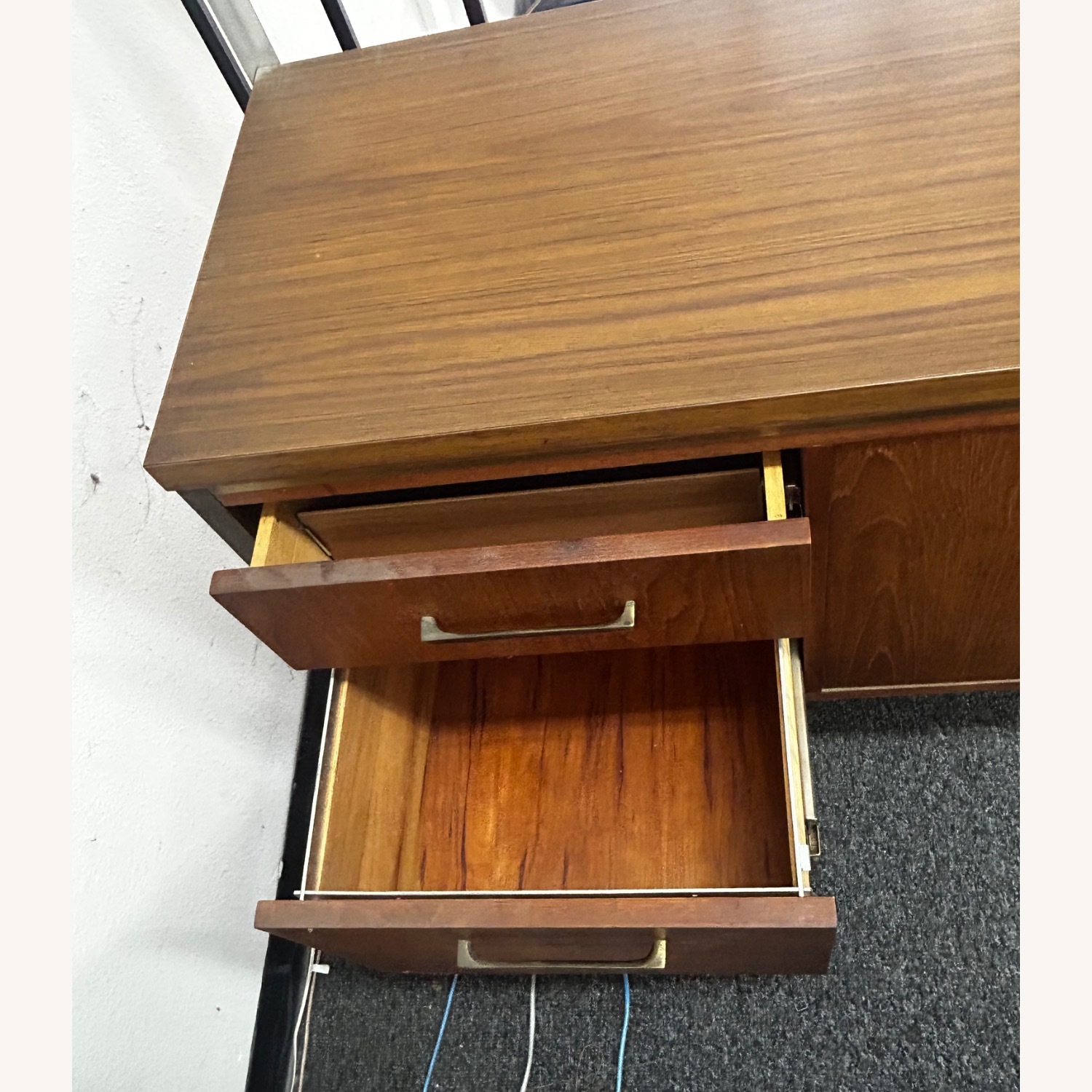 Alma Mid Century Walnut and Brass File Credenza - image-8