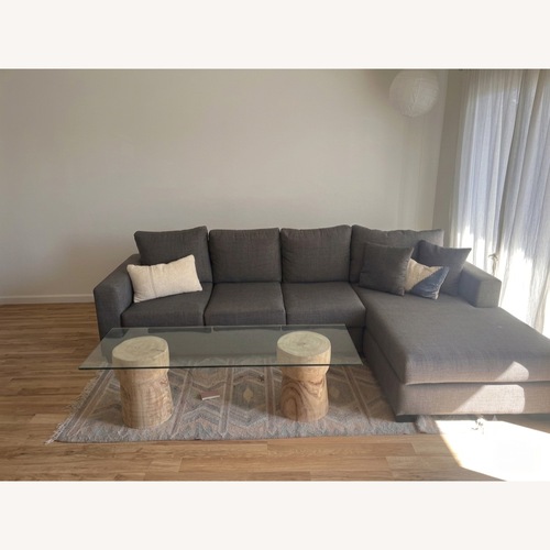 Used Dark Gray Linen 2 Piece Sectional for sale on AptDeco