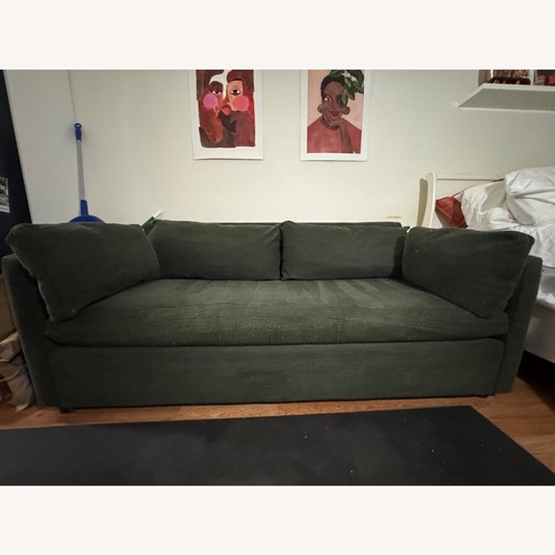 Used West Elm Shelter Green Fabric 3+ Seater Sofa for sale on AptDeco