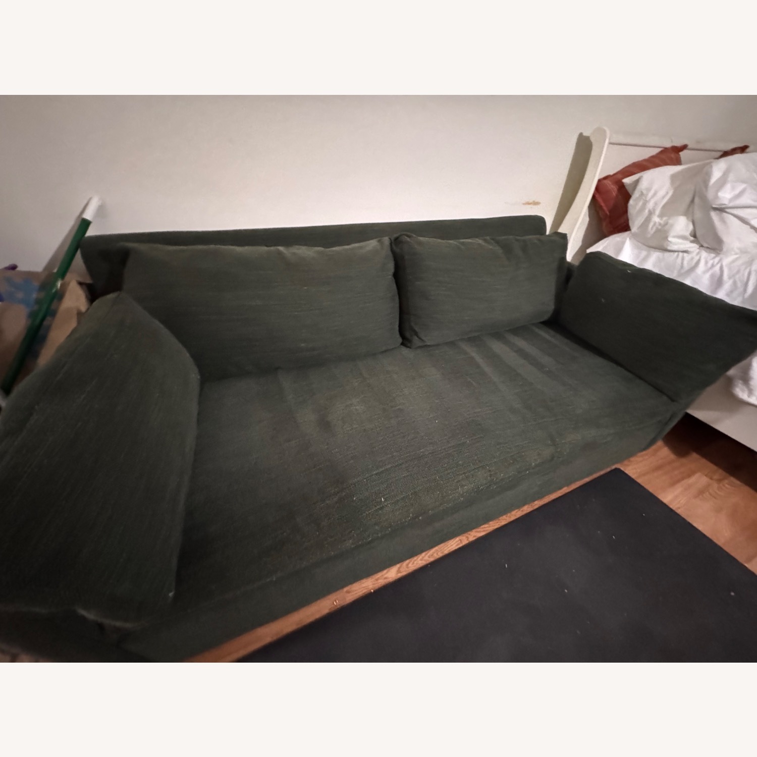 West Elm Shelter Green Fabric 3+ Seater Sofa - image-2