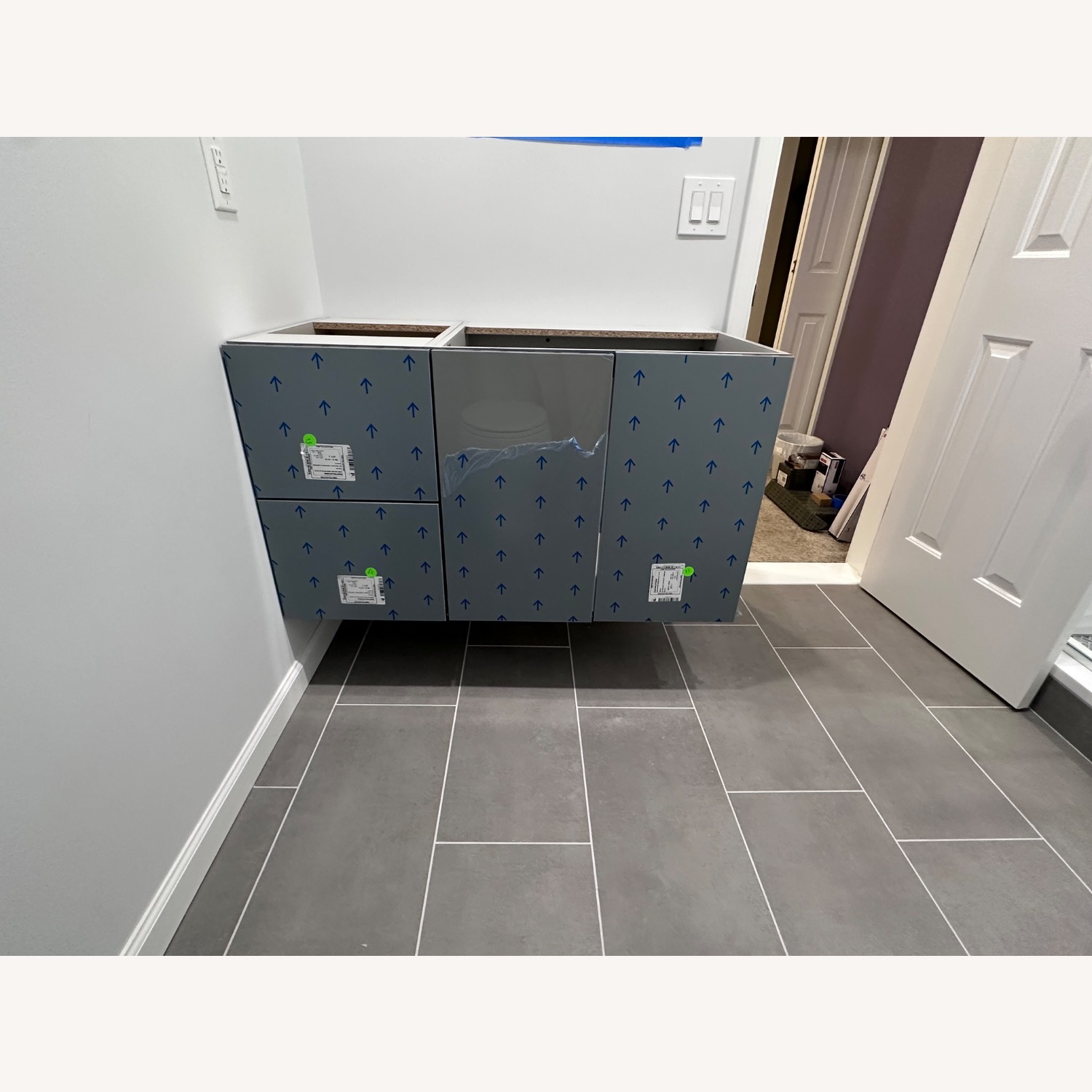 Ultra Craft Floating Bathroom Vanity Glossy Gray - image-1