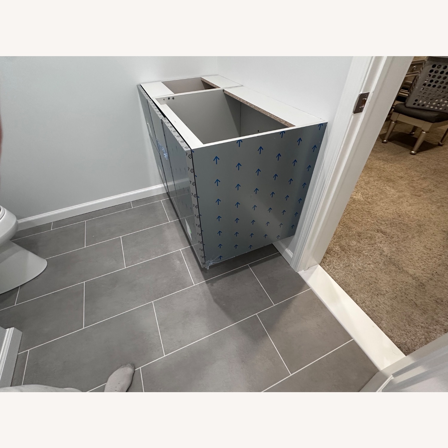 Ultra Craft Floating Bathroom Vanity Glossy Gray - image-5