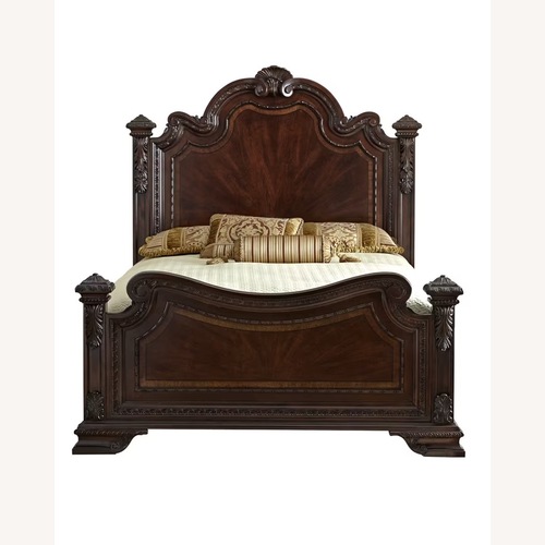 Used Dark Brown Wood King Bed for sale on AptDeco