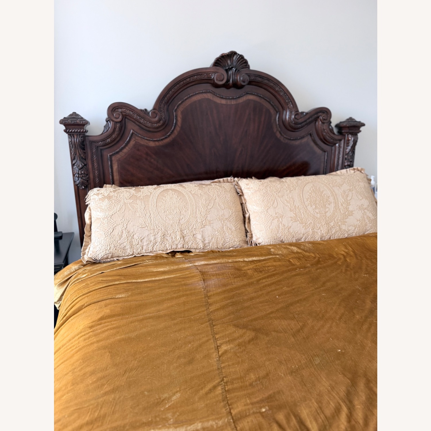 Dark Brown Wood King Bed - image-2