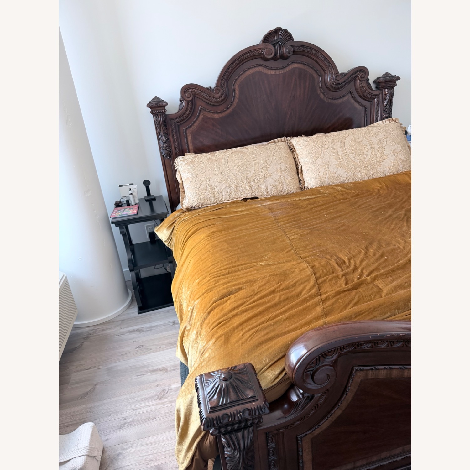 Dark Brown Wood King Bed - image-7