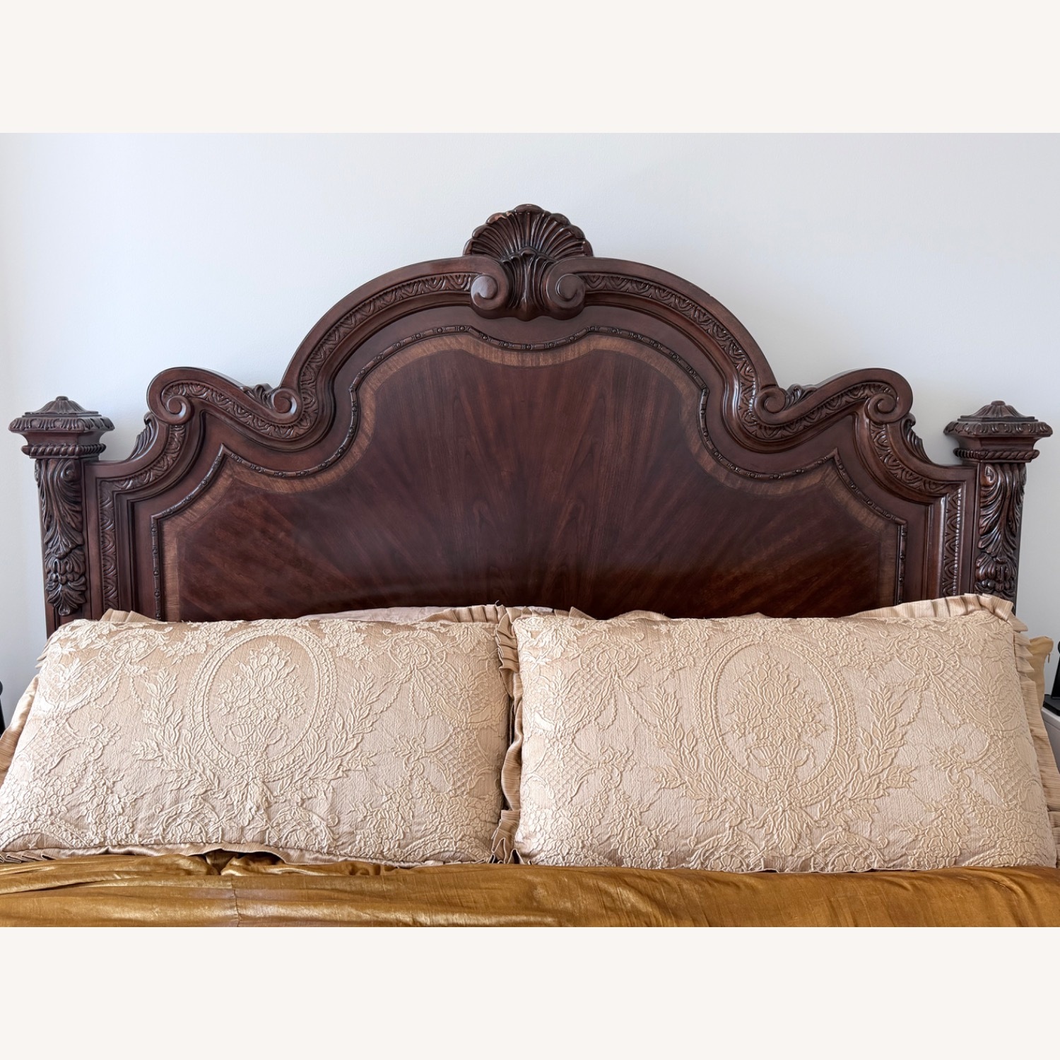Dark Brown Wood King Bed - image-5