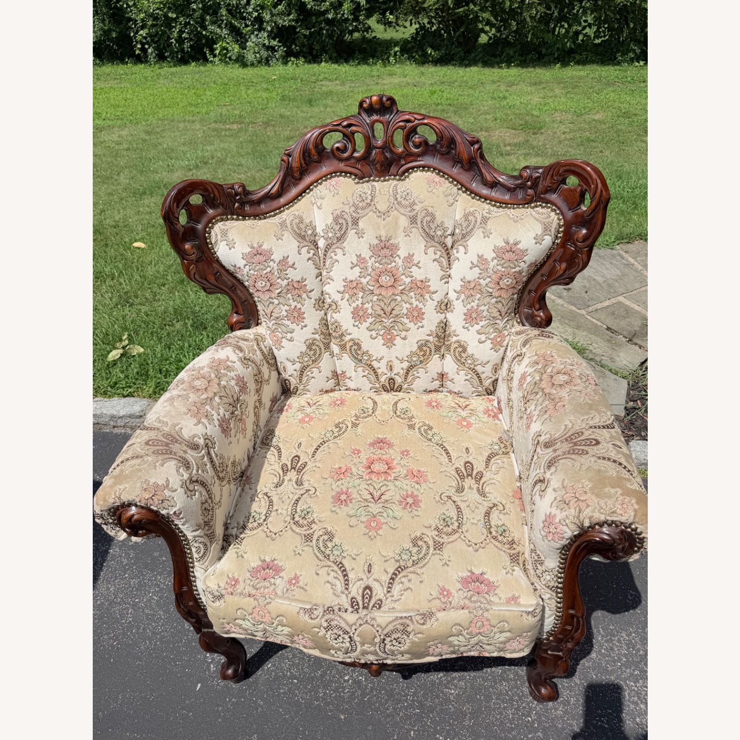 Vintage/Antique Fabric Armchair - image-1