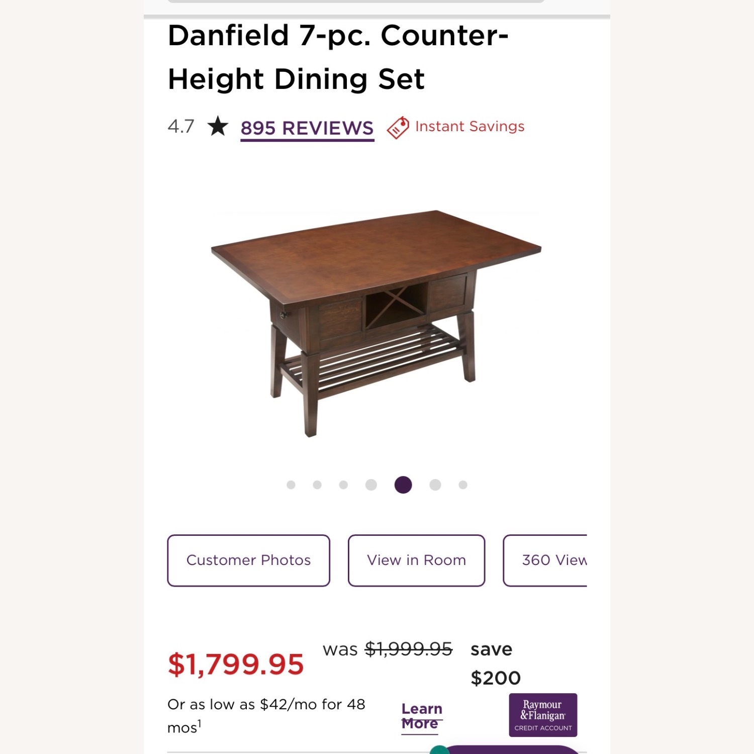 Raymour & Flanigan Danfield Counter-Height Dining Set - image-2
