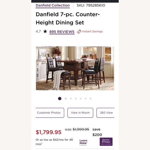 Used Raymour & Flanigan Danfield Counter-Height Dining Set for sale on AptDeco