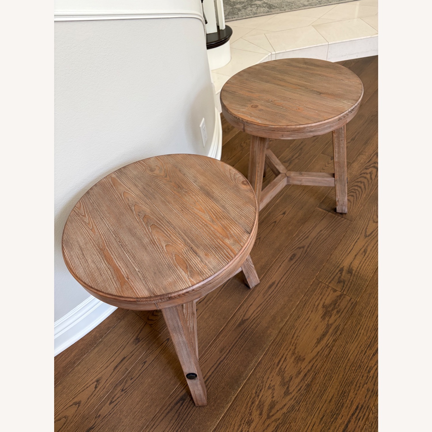 Pottery Barn Rustic Farmhouse Round Side Table Set - image-5