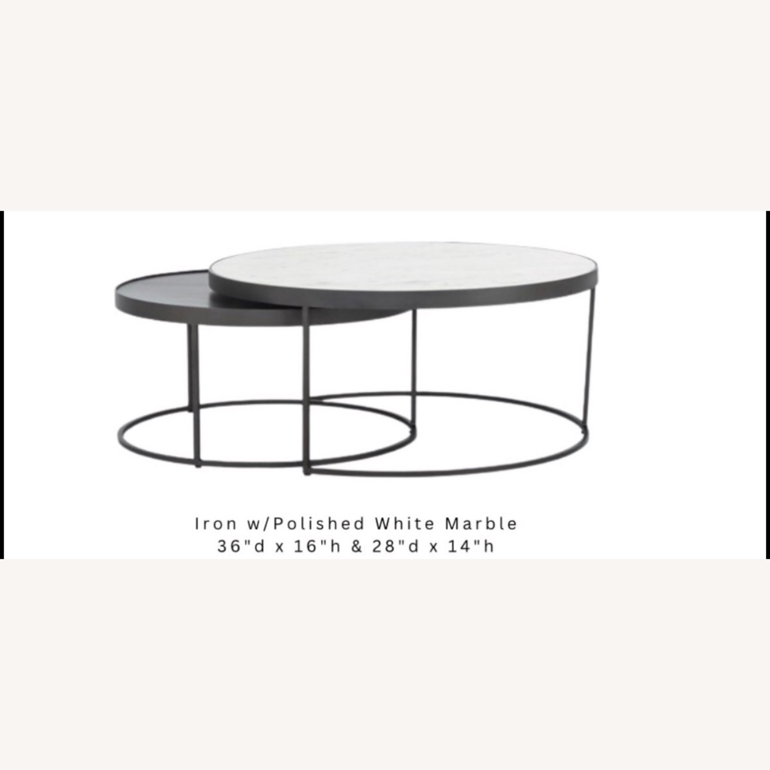 Four Hands Marble and Iron Round Nesting Coffee Table - image-3