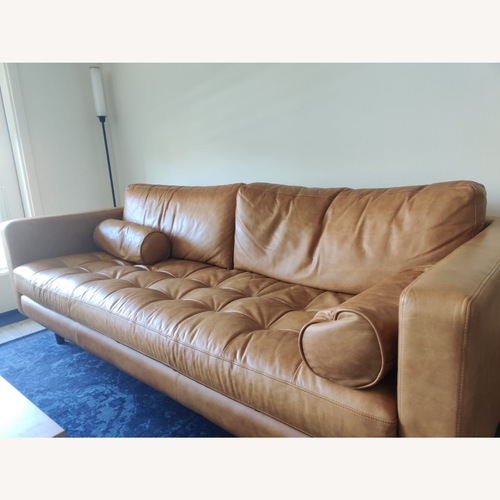 Used Poly and Bark Light Brown Leather 3+ Seater Sofa for sale on AptDeco