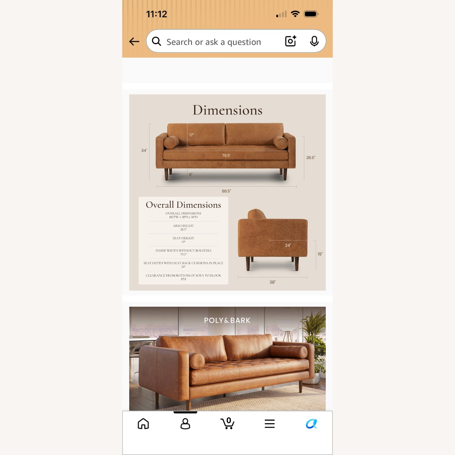 Poly and Bark Light Brown Leather 3+ Seater Sofa - image-3