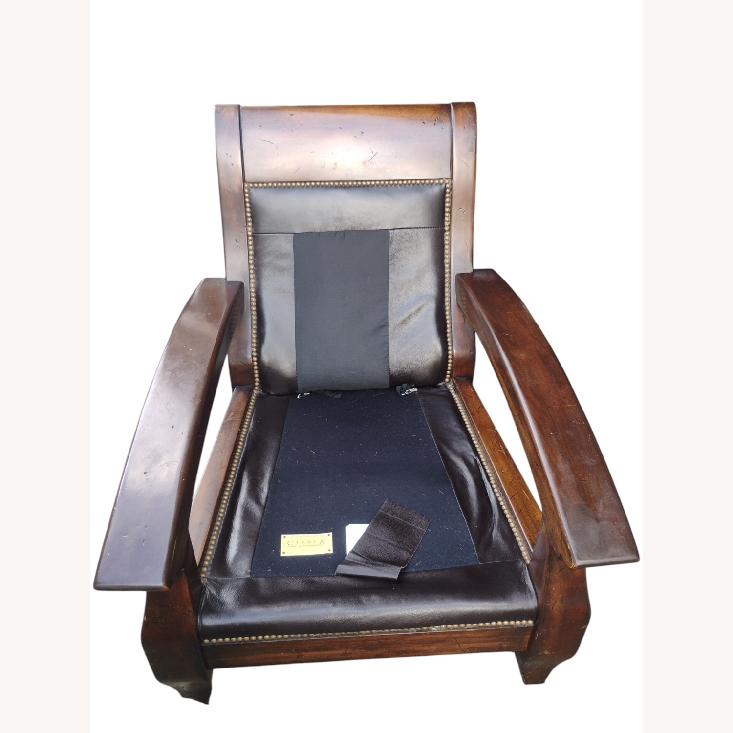 Vintage/Antique Dark Brown Leather Armchair - image-9