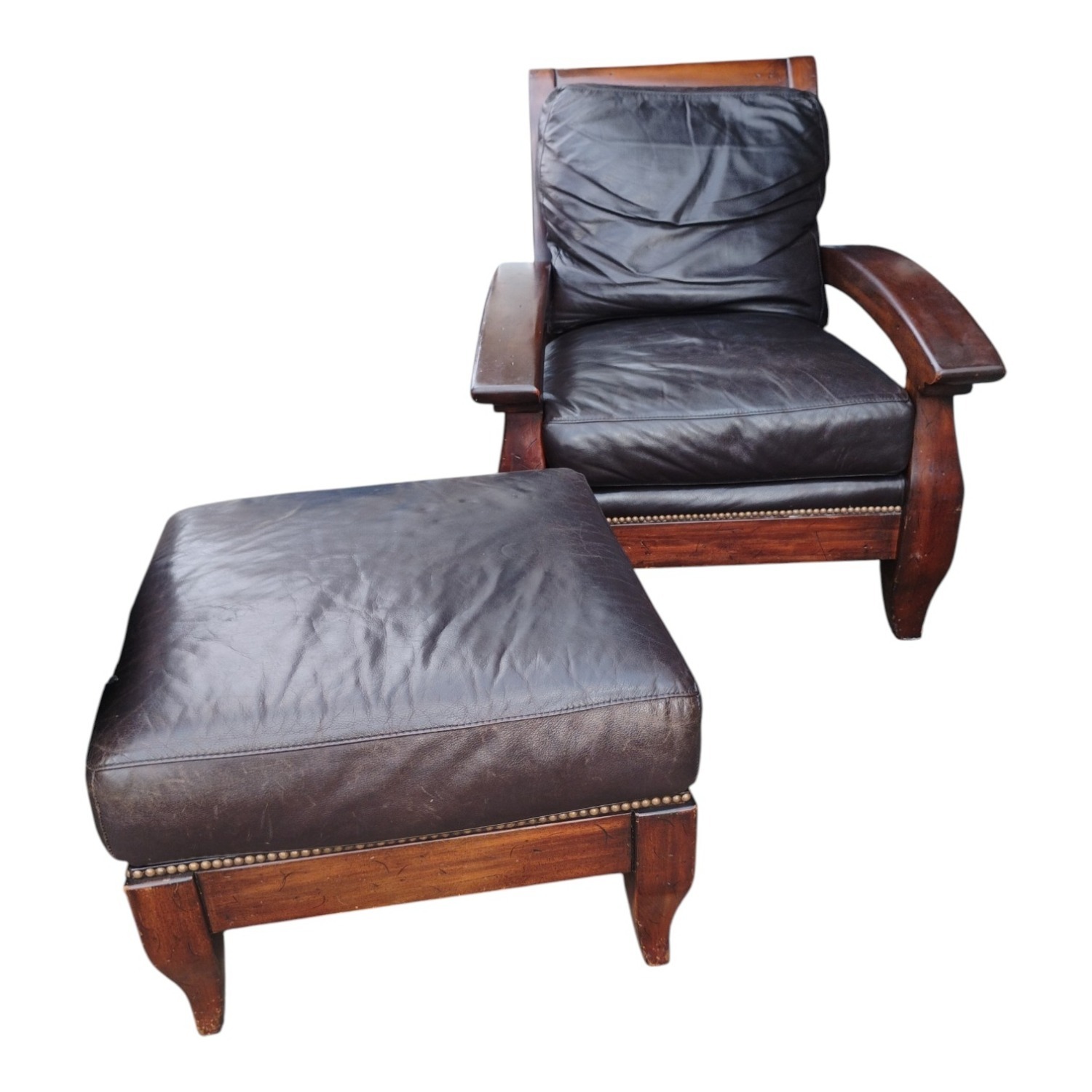 Vintage/Antique Dark Brown Leather Armchair - image-13