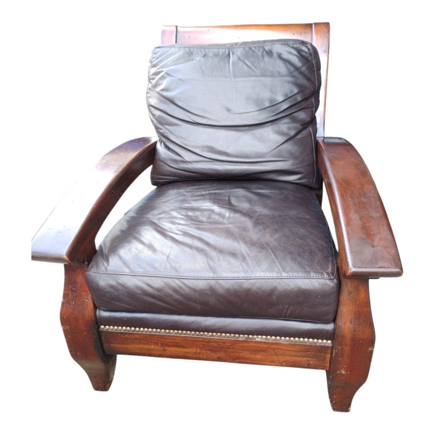 Vintage/Antique Dark Brown Leather Armchair - image-12