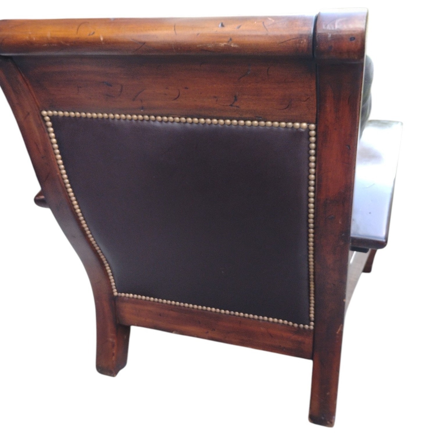 Vintage/Antique Dark Brown Leather Armchair - image-6