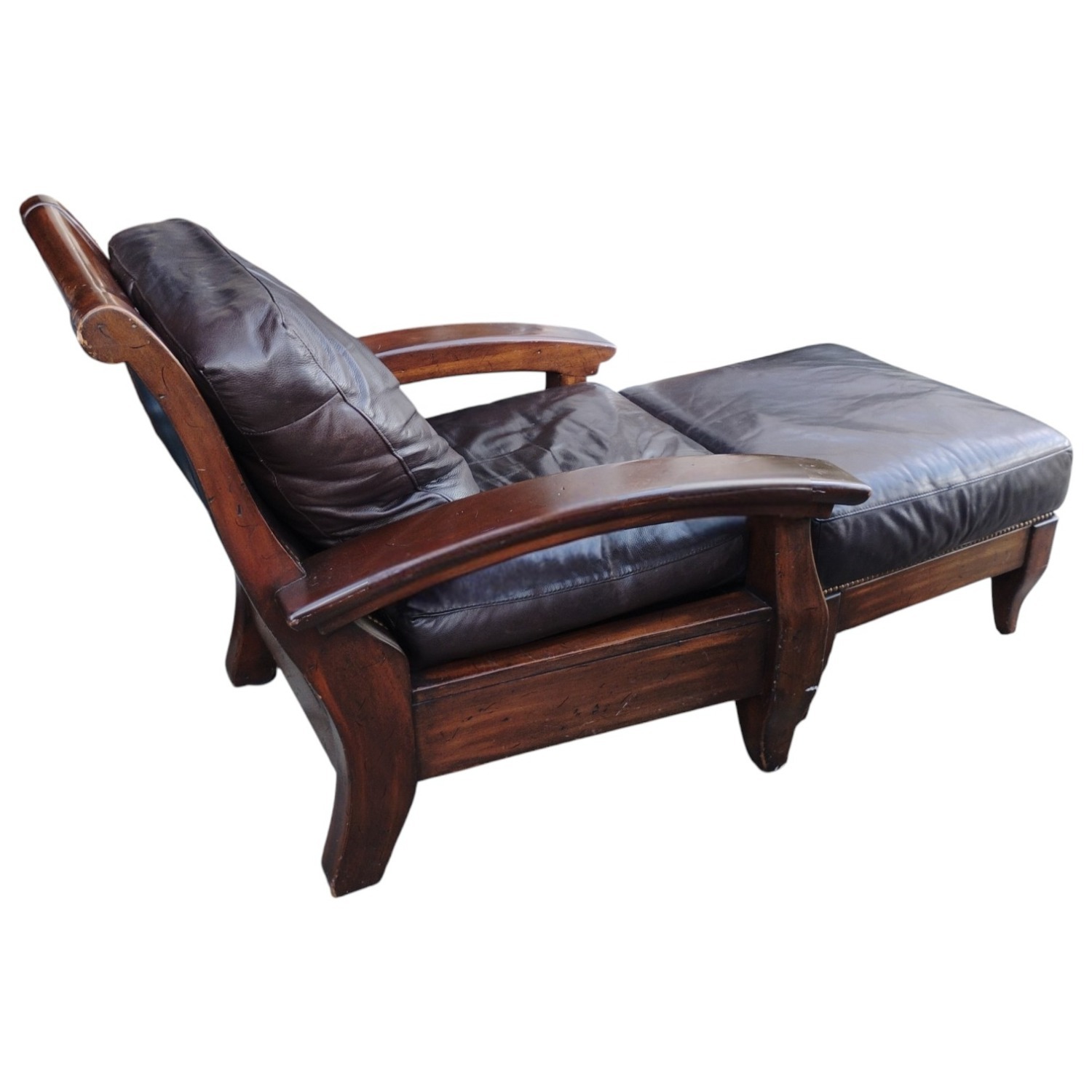 Vintage/Antique Dark Brown Leather Armchair - image-1