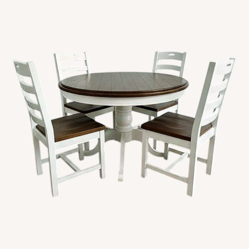 Used Kathy Kou Farmhouse Round Dining Table + 4 Chairs for sale on AptDeco