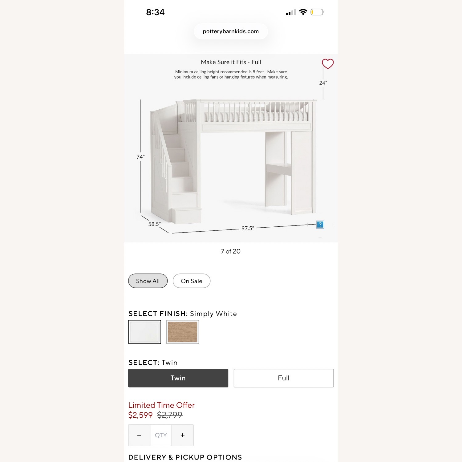 Pottery Barn Kids White Wood Bunk Bed - image-3