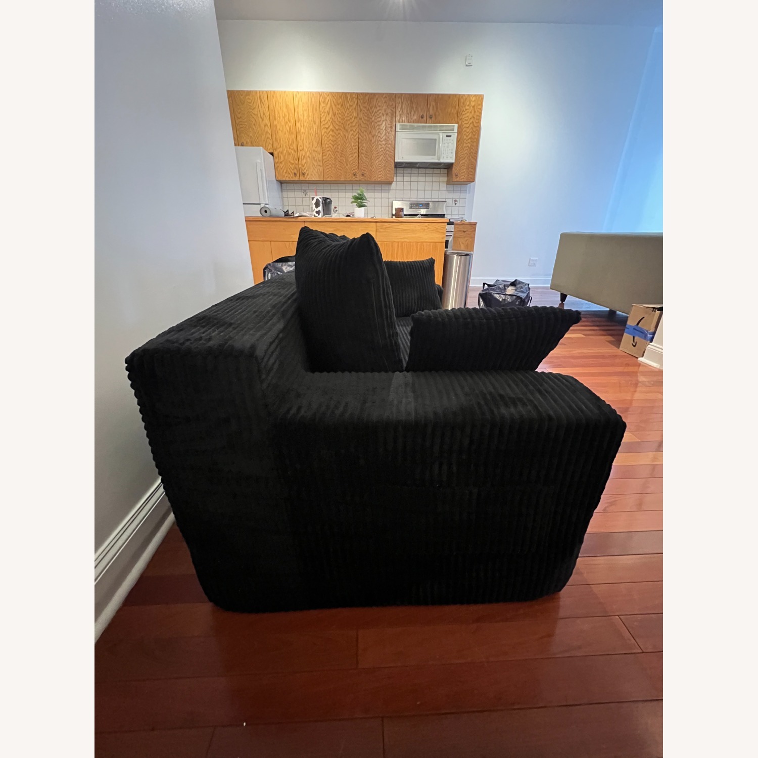 Amazon Black Microsuede 3+ Seater Sofa - image-3